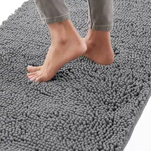 Bath Rug Thick Soft Absorbent Chenille Rubber Backing Microfiber Mats Machine Washable Rugs for Bathmat Accessories Decor