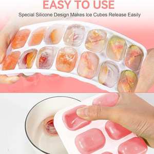 Bacs à glaçons Bacs à glaçons 14 flexibles en silicone à dégagement facile avec couvercle amovible résistant aux éclaboussures - Product Image 2