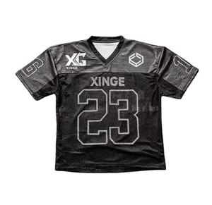 Nouveau Maillot de Football Américain Streetwear Oversize 2026 – Impression Graphique Personnalisée Nom d'Équipe – Coupe Boxy en Mesh – T-shirt Court - Product Image 1