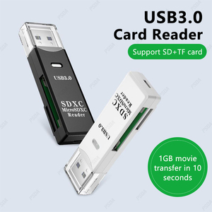 EONLINE Adaptateur de <span class=keywords><strong>carte</strong></span> mémoire USB 3.0 USB2.0 2 en 1 pour PC, accessoires pour ordinateur portable, lecteur de cartes intelligent multi-cartes - Product Image 2