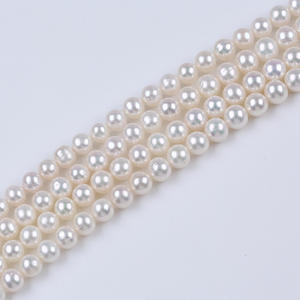 8-9mm White Round Natural <b>Freshwater</b> Cultured <b>Pearl</b> Beads Loose <b>Pearls</b> for DIY Necklace <b>Bracelet</b> Material 5-6mm Size - Product Image 4
