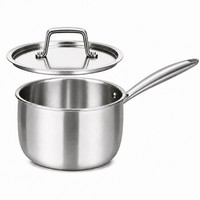Ensemble de casseroles en acier inoxydable tri-couches avec couvercles en verre, compatible induction, OEM pour café et restaurant