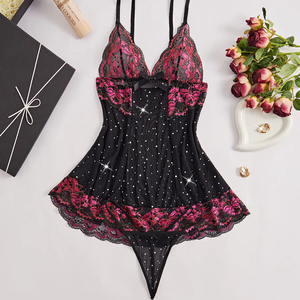 Regalo di san valentino <span class=keywords><strong>Sexy</strong></span> e allettante tuta di pizzo con Design gonna a canotta nera reggiseno Panty Nighty - Product Image 1