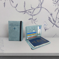 Porte-passeport à deux volets en cuir PU personnalisé Bande élastique bloquant RFID Logo personnalisé Style d'affaires en cuir véritable personnalisé