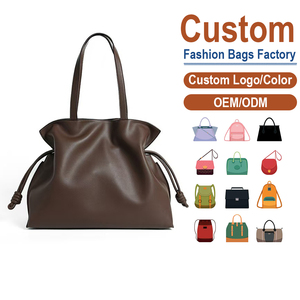 Bolso de Hombro Elegante para Mujer de Piel de Vacuno de Primera Calidad con Cordón de Gran Capacidad, Estilo Silueta, Etiqueta OEM - Product Image 1