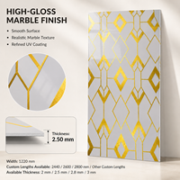 Panneau mural décoratif en PVC brillant MORLENX gris or géométrique, résistant aux UV, pour la décoration intérieure moderne des hôtels et villas