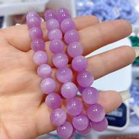 Perles rondes lisses en œil de chat de Kunzite de Madagascar de haute qualité en gros pour la fabrication de bijoux