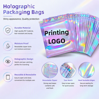 Sacs Ziplock Sacs laser holographiques refermables Pochette à fermeture éclair Sacs d'emballage en Mylar pour les petites entreprises