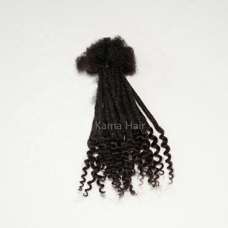 KAMA Curly Hair Dreads Natural Human Hair Loc Extensions with Curly Ends Detail Section 3