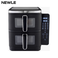 Friteuse à air double avec panier antiadhésif, fenêtre de visualisation, double zone de cuisson et 12 fonctions de cuisson prédéfinies pour la cuisine domestique