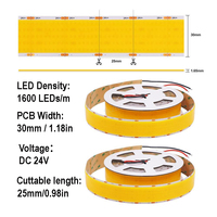 Ultra Wide 30mm Lebar PCB 1600leds/m 5 Baris Kecerahan Tinggi Fleksibel Cob Led Pita Fleksibel Linear Dimmable Cob Light Led