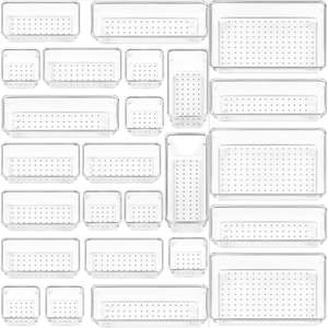 Lot de 25 plateaux de rangement en plastique pour tiroirs, 4 tailles, polyvalents pour salle de bain et coiffeuse - Product Image 1