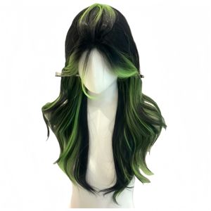 วิกผมสีดำไฮไลท์เขียว วิกผมลอนใหญ่สำหรับผู้หญิง วิกเต็มศีรษะ สีดำไฮไลท์เขียว สีพิเศษ โลลิต้า <span class=keywords><strong>ผม</strong></span><span class=keywords><strong>ยาว</strong></span>หยิกสำหรับผู้หญิง - Product Image 3