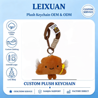 Porte-clés en peluche nuage brun, ailes d'ange blanches, baguette magique jaune, sac souriant, cadeau, porte-clés de couple, accessoire de porte-clés créatif
