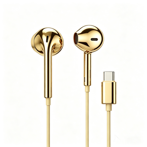 Auriculares Cromados Tipo C con Cable, Audífonos Plateados con Cable, Auriculares Cromados Metálicos Plateados, Audífonos - Product Image 5