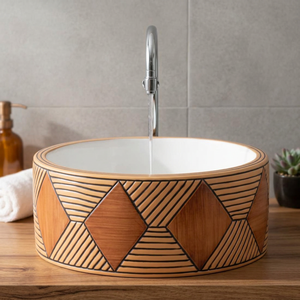 Imprimé table top bassin lavabo Offre Spéciale nouveauté main art lavabo bol rond comptoir table salle de bain bassin vanité évier - Product Image 1