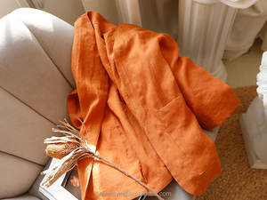 Yüksek kaliteli yıkanmış % 100% saf keten boxy en cepler ile basit rahat tarzı - Product Image 2