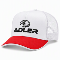 Casquettes de camionneur unisexes à profil haut, en maille respirante blanche, avec logo brodé personnalisé, emblème d'aigle pour équipe sportive en plein air, faible MOQ