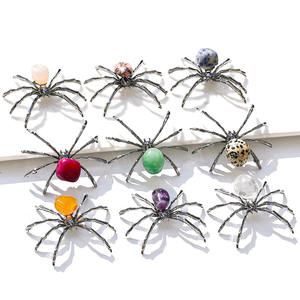 Cristal Natural Irregular, Piedra <span class=keywords><strong>de</strong></span> Araña Pulida, <span class=keywords><strong>Estatua</strong></span> <span class=keywords><strong>de</strong></span> Animal Araña <span class=keywords><strong>de</strong></span> Aleación <span class=keywords><strong>de</strong></span> Plata para Decoración del Hogar en Halloween, Regalos - Product Image 4