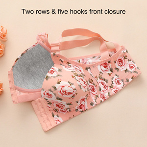 Bulk Wholesale Rose Floral Print Front Closure Bralette Comfort Soft Support Wireless Plus <strong>Size</strong> Push up <strong>Bra</strong> for Women Big Chest - Product Image 5