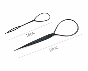 Ensemble d'outils de coiffure à la mode: 2 pièces de boucles de queue de cheval en plastique noir populaires pour créer des tresses de cheveux <span class=keywords><strong>Topsy</strong></span> <span class=keywords><strong>Tail</strong></span> tendance. - Product Image 1