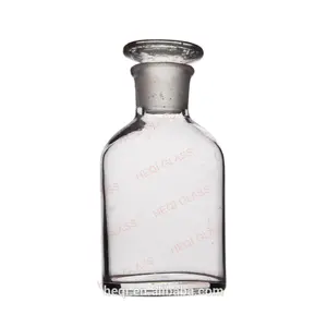 Botella de reactivo transparente personalizada, vidrio de laboratorio, boca estrecha, OEM