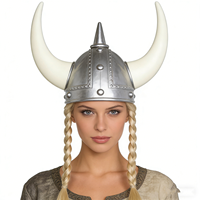 Chapeau de fête en plastique pour carnaval, Halloween, Viking, avec tresses, 100% polyester, unisexe adulte, marque Milish MH-0145