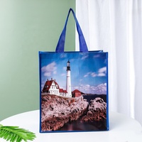 Sac fourre-tout écologique en sangle tissée en PP laminé avec poignées, imprimé en couleur personnalisé, réutilisable, promotionnel, pour la marque