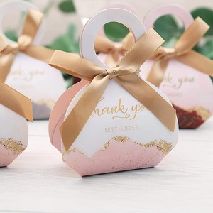 New Style Luxury Packaging <b>Wedding</b> <b>Gift</b> Chocolate Candy Bridal Shower Paper Pink Party Favor <b>Boxes</b> with Ribbons - Product Image 2