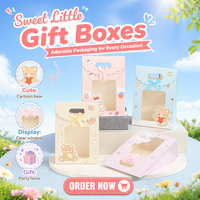 Shaher Individuell Bedruckte Weiße Karton-Geschenkbox mit Bandgriff, Klarsichtfenster, Wellenkante und Schleifenverschluss für Süßigkeiten und Kekse