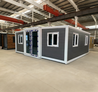 Maison conteneur préfabriquée à double aile de 20, 30 et 40 pieds, pliable et extensible, pour camping, hôtel et situations d'urgence