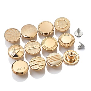 Golden Plating Custom Jeans <b>Buttons</b> and Rivets Zamac Custom Brand Logo Pattern Jacket Metal <b>button</b> for Jeans Denim Clothing - Product Image 2