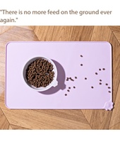 Tapis de Nourrissage pour Animaux de Compagnie en Silicone Antidérapant et Anti-débordement avec Bord Relevé pour Chiens et Chats