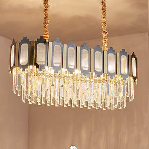 Rectángulo dorado LED Luz colgante Nuevos candelabros de cristal vintage Hogar Comedor Hotel Interior Decorativo Vintage Escalera - Product Image 4