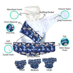 Ensemble de couches lavables <span class=keywords><strong>en</strong></span> coton réutilisables pour adultes AIO de grande taille avec protection contre les fuites pour personnes âgées - Product Image 3