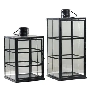Suporte de lanterna de metal personalizado, exterior ou interior, decoração de casa, moderno, pendurado, com vidro