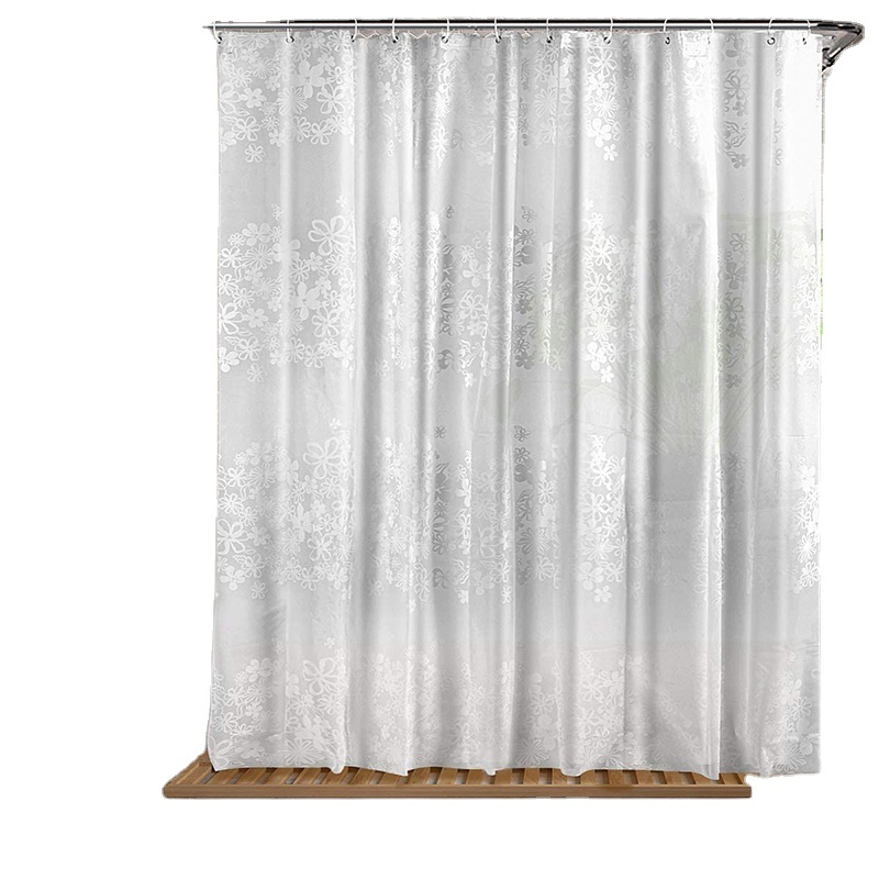 Printed Cyan Anti-Mould Waterproof Hotel Toilet Bathroom Bath Shower Curtain