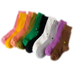 Spring and Summer Vertical Candy Color R Letter Sports Women's High Socks