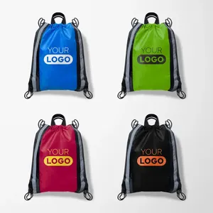 Borsa con Coulisse in Poliestere con Striscia Riflettente, Zaino Sportivo Personalizzato Stampato, Leggero per Fitness e Viaggi - Product Image 1