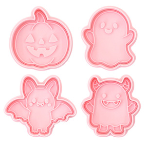 Juego de Cortadores de <span class=keywords><strong>Galletas</strong></span> 3D de Monstruos de Halloween, Moldes de Plástico con Forma de Calabaza y Corazón, Impresión Realista para Hornear <span class=keywords><strong>Galletas</strong></span> - Product Image 5