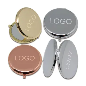 Custom Logo Mini Hand Portable Vanity Cosmetic Mirror Compact Foldable Mini Makeup Pocket Small Mirror For Purse