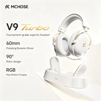 MCHOSE V9 Turbo + Headset Gaming Nirkabel 60mm 7.1 Surround Sound Profesional Esports Dengan Pengisian Daya Magnetik RGB