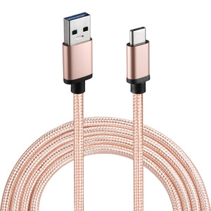 Type C Data Cable USB 3.0 AM To Type C 1m Nylon <b>Braided</b> For Mobile Phone <b>Pink</b> - Product Image 5