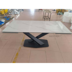 Juego de mesa de comedor extensible con patas de metal de lujo, muebles modernos para el hogar, parte superior de cerámica minimalista italiana Popular - Product Image 6