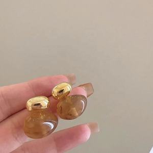 French Vintage Trendy Party Stainless Steel Resin 14K Gold Plated Custom Made Women's Earrings - Product Image 3