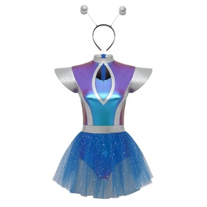 Women Alien Costume Space Girl Tutu Dress Metallic Leotard Antenna Headband <b>Rave</b> <b>Festival</b> Halloween Cosplay <b>Outfit</b> - Product Image 5