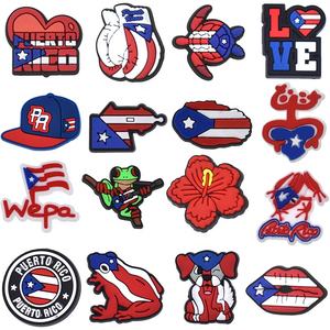 2024 breloques de chaussures en PVC en gros drapeaux PR breloques de chaussures de Porto Rico pour adultes décorations de chaussures sabot - Product Image 1