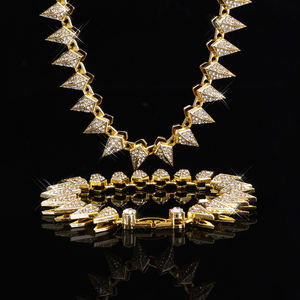 Nuevo diseño puntiagudo cadena cubana Espinosa con gargantilla de Miami con diamantes de imitación, accesorio brillante de Hip hop para <span class=keywords><strong>discotecas</strong></span>, fiestas - Product Image 6