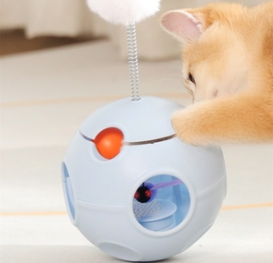 5-in-1 <b>Cat</b> Wobble <b>Toy</b> with Spring Ball - <b>Interactive</b> Self-Righting Teaser with Sound, Insect & Treat Dispenser for Boredom Relie - Product Image 4