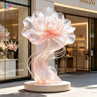 Escultura de Resina Transparente Gigante de Lujo con Flores, Decoración Duradera para Hoteles, Bodas, Escenarios, Ceremonias de Compromiso, Instalación Artística